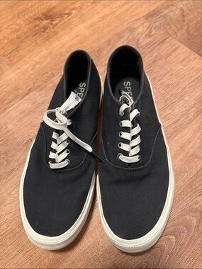Sperry Black Canvas Low-Top Sneakers with White Trim